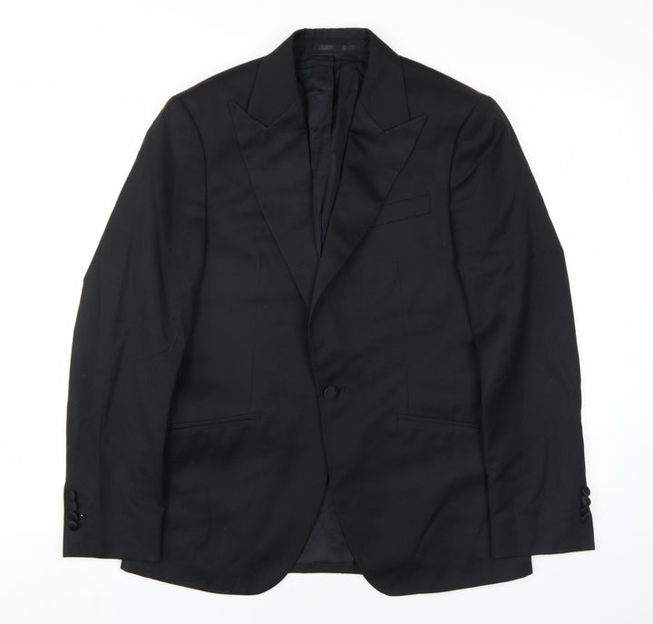 Henderson Mens Black Polyester Jacket Blazer Size 38 Regular
