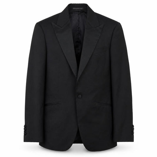 Front view of Henderson men’s black polyester jacket blazer, size 38, regular