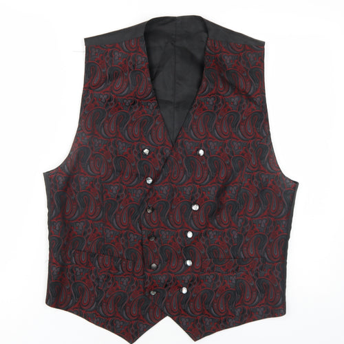 Youngs Mens Black Geometric Polyester Jacket Suit Waistcoat Size M Regular