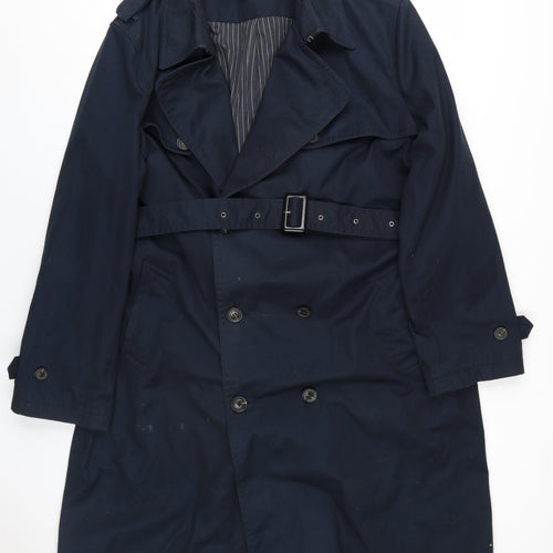 Brook Taverner Mens Blue Trench Coat Coat Size XL Button