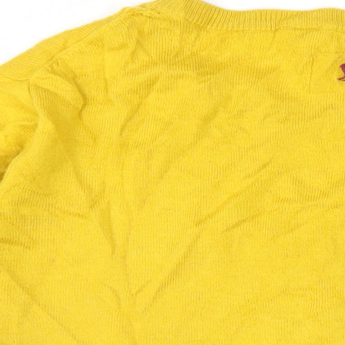 Joules Womens Yellow Round Neck Cotton Pullover Jumper Size 14