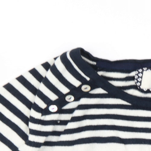 Maine Womens Ivory Round Neck Striped Acrylic Pullover Jumper Size 20
