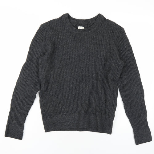 Gap Mens Grey Round Neck Wool Pullover Jumper Size XS Long Sleeve