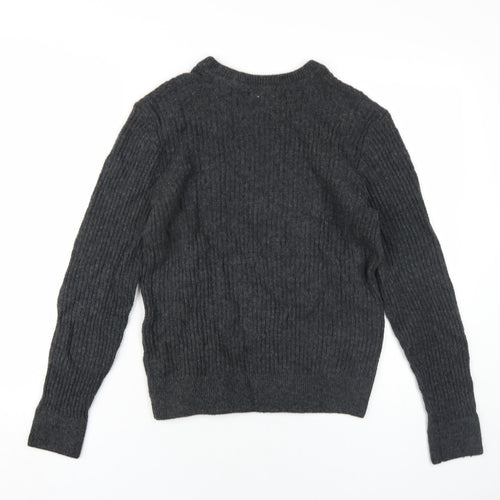 Gap Mens Grey Round Neck Wool Pullover Jumper Size XS Long Sleeve