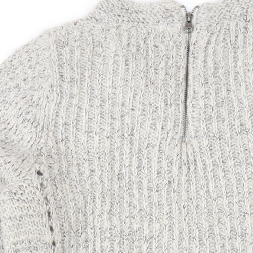 Indigo Womens Grey Round Neck Acrylic Pullover Jumper Size 8