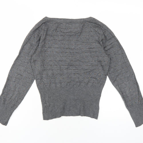 Jasper Conran Womens Grey V-Neck Viscose Pullover Jumper Size 12