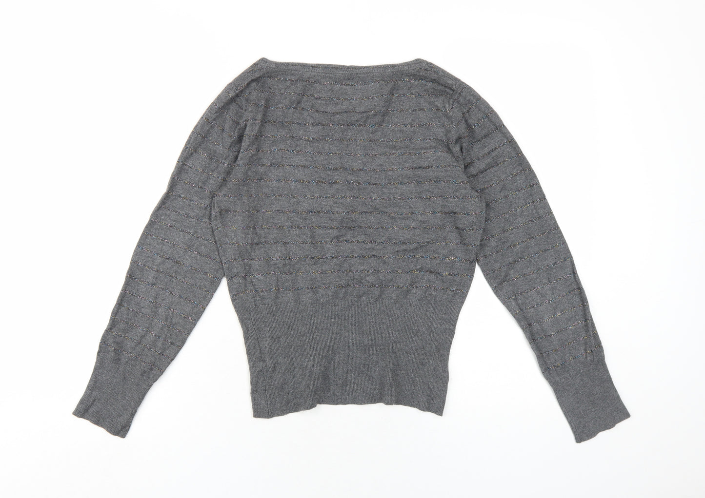 Jasper Conran Womens Grey V-Neck Viscose Pullover Jumper Size 12