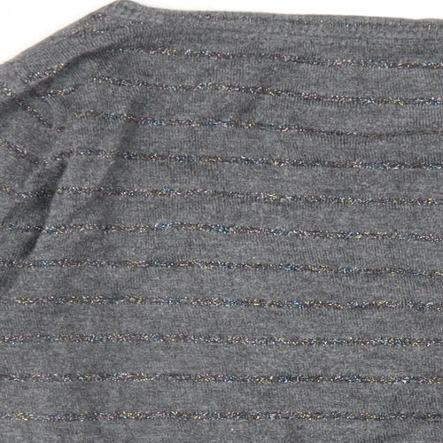 Jasper Conran Womens Grey V-Neck Viscose Pullover Jumper Size 12