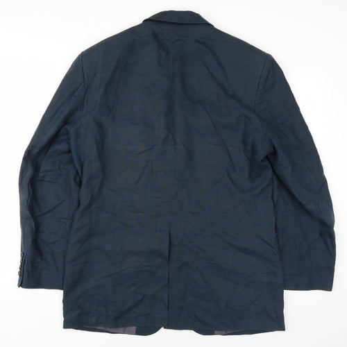 Marks and Spencer Mens Blue Linen Jacket Blazer Size 40 Regular
