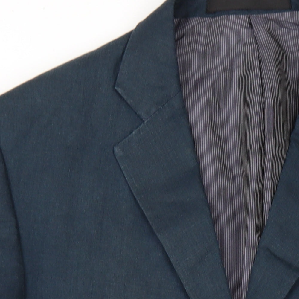 Marks and Spencer Mens Blue Linen Jacket Blazer Size 40 Regular