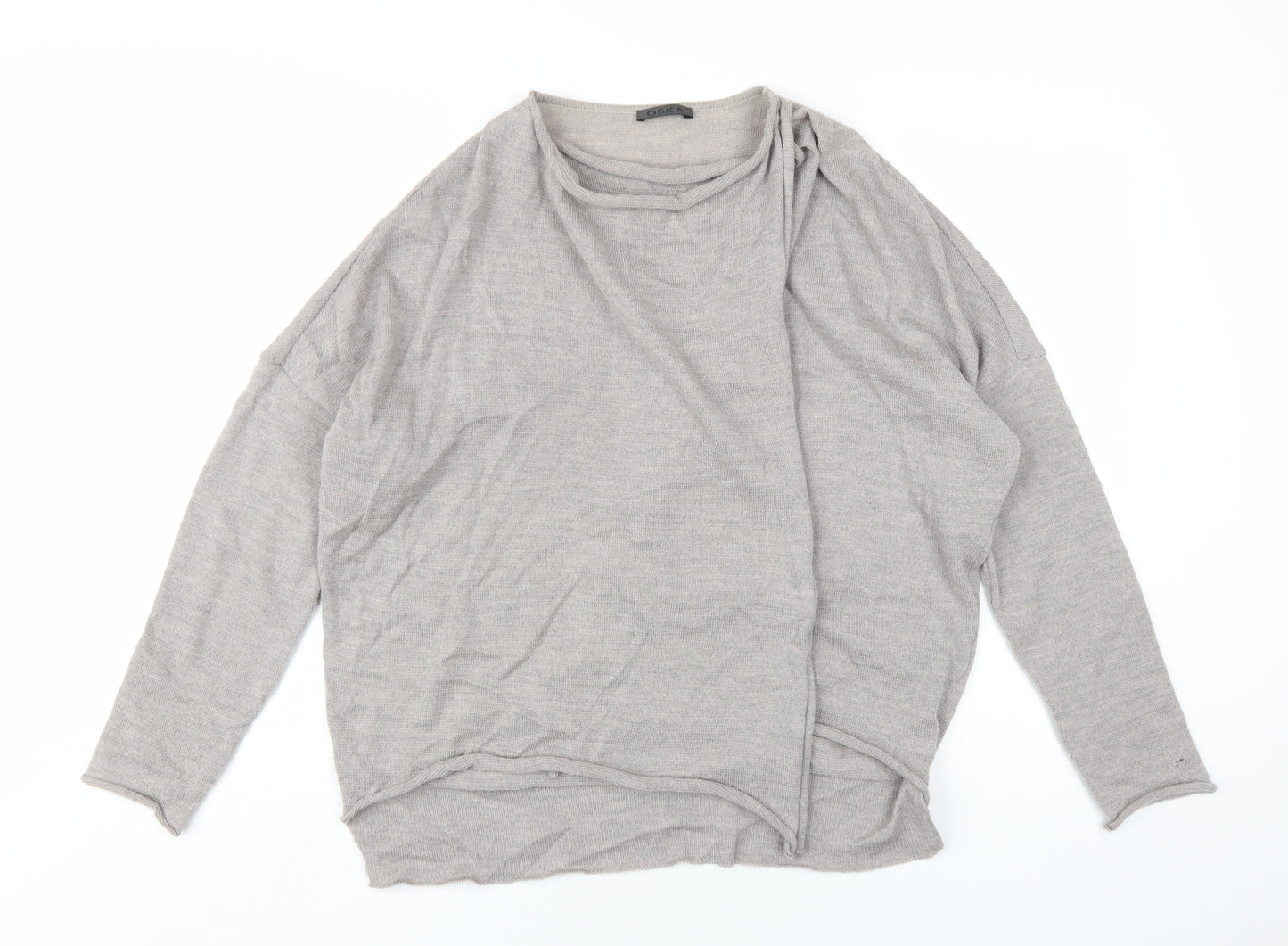 OSKA Womens Grey Round Neck Wool Pullover Jumper Size L