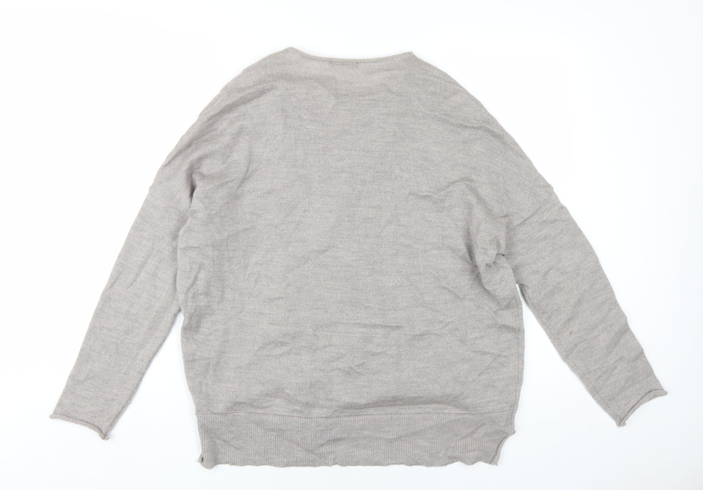 OSKA Womens Grey Round Neck Wool Pullover Jumper Size L