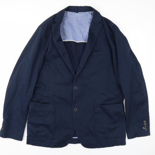 HUGO BOSS Mens Blue Cotton Jacket Blazer Size 44 Regular