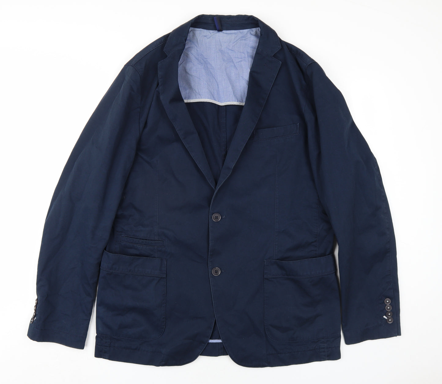 HUGO BOSS Mens Blue Cotton Jacket Blazer Size 44 Regular