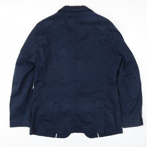 HUGO BOSS Mens Blue Cotton Jacket Blazer Size 44 Regular