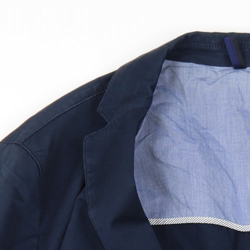 HUGO BOSS Mens Blue Cotton Jacket Blazer Size 44 Regular