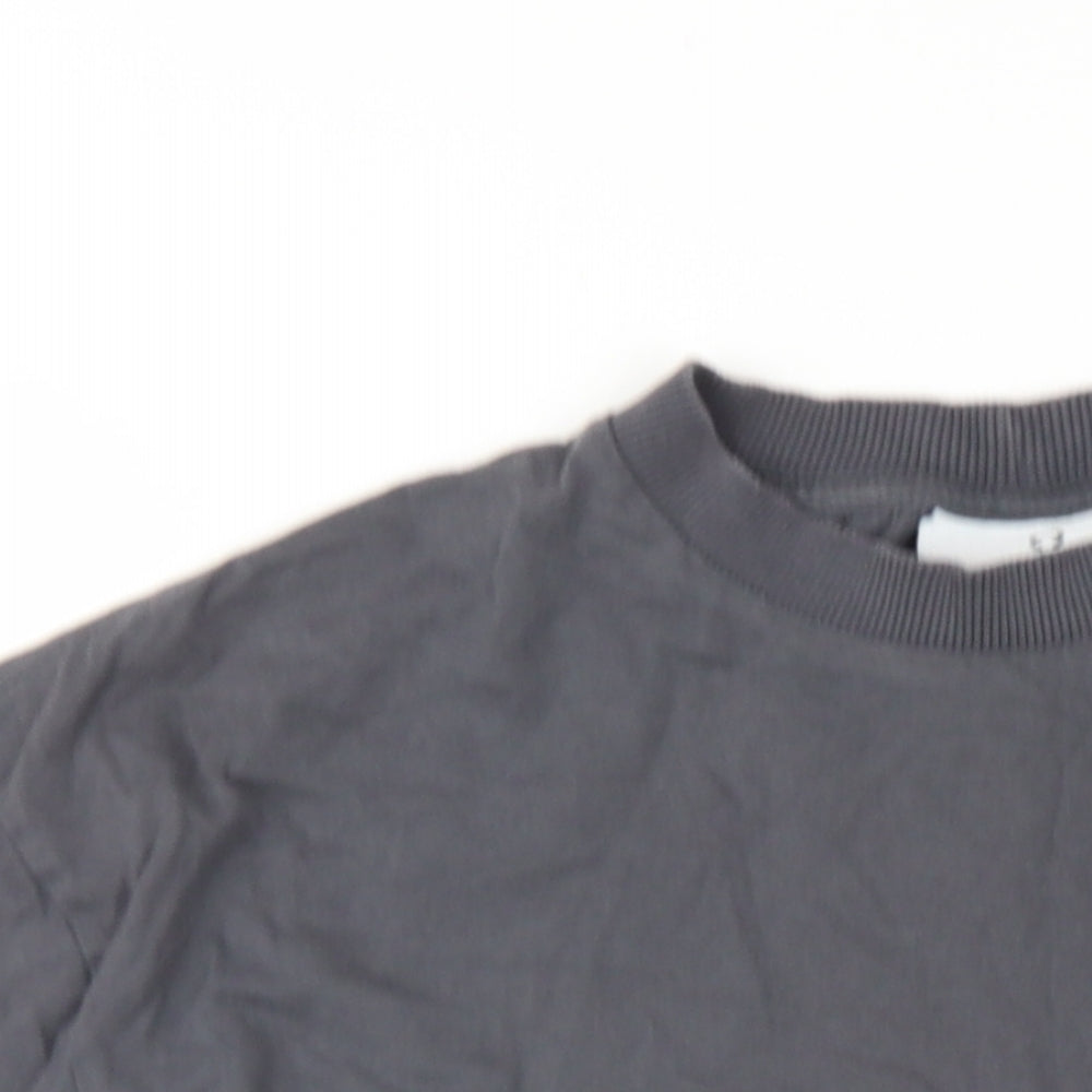 COLLUSION Womens Grey Cotton Basic T-Shirt Size XS Round Neck