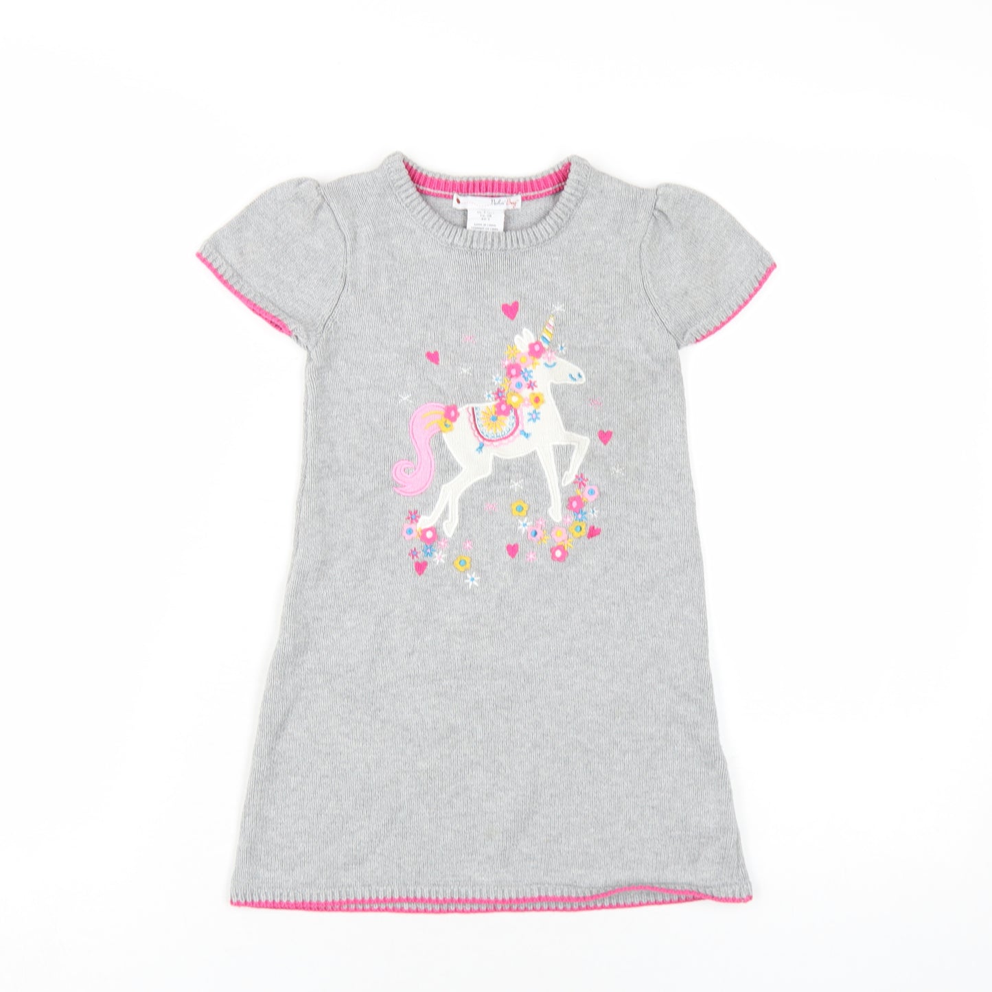 Nula Bug Girls Grey Cotton A-Line Size 5 Years Round Neck Pullover - Unicorn