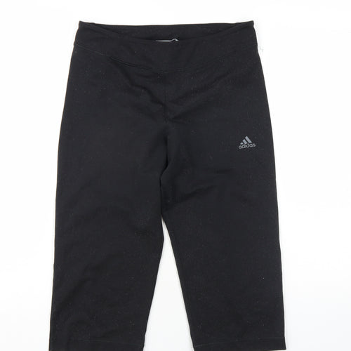 adidas Womens Black Cotton Capri Leggings Size 16 L20 in Regular Pullover