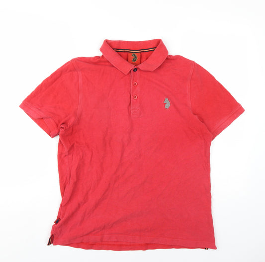 Luke Mens Red Cotton Polo Size XL Collared Button