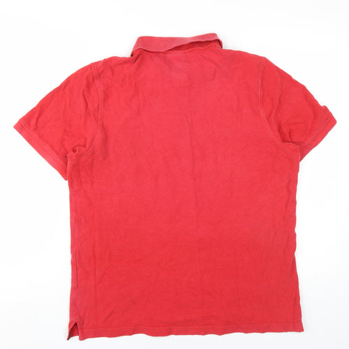 Luke Mens Red Cotton Polo Size XL Collared Button