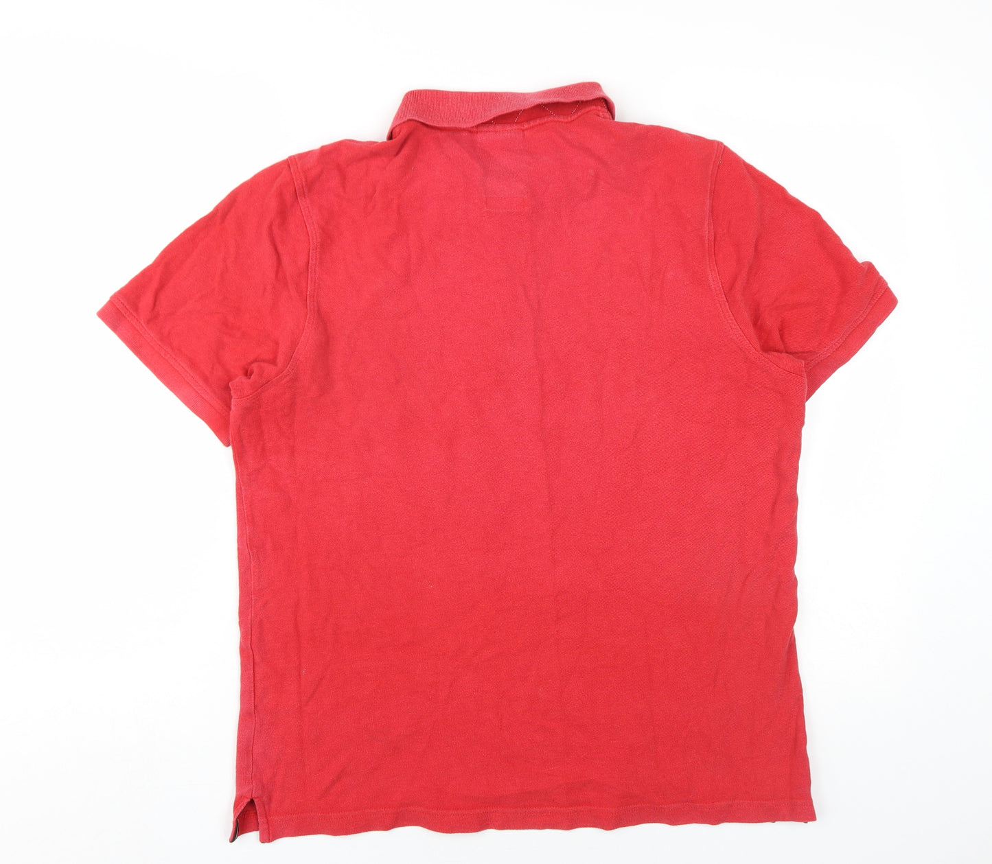 Luke Mens Red Cotton Polo Size XL Collared Button