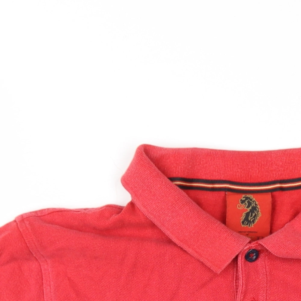 Luke Mens Red Cotton Polo Size XL Collared Button