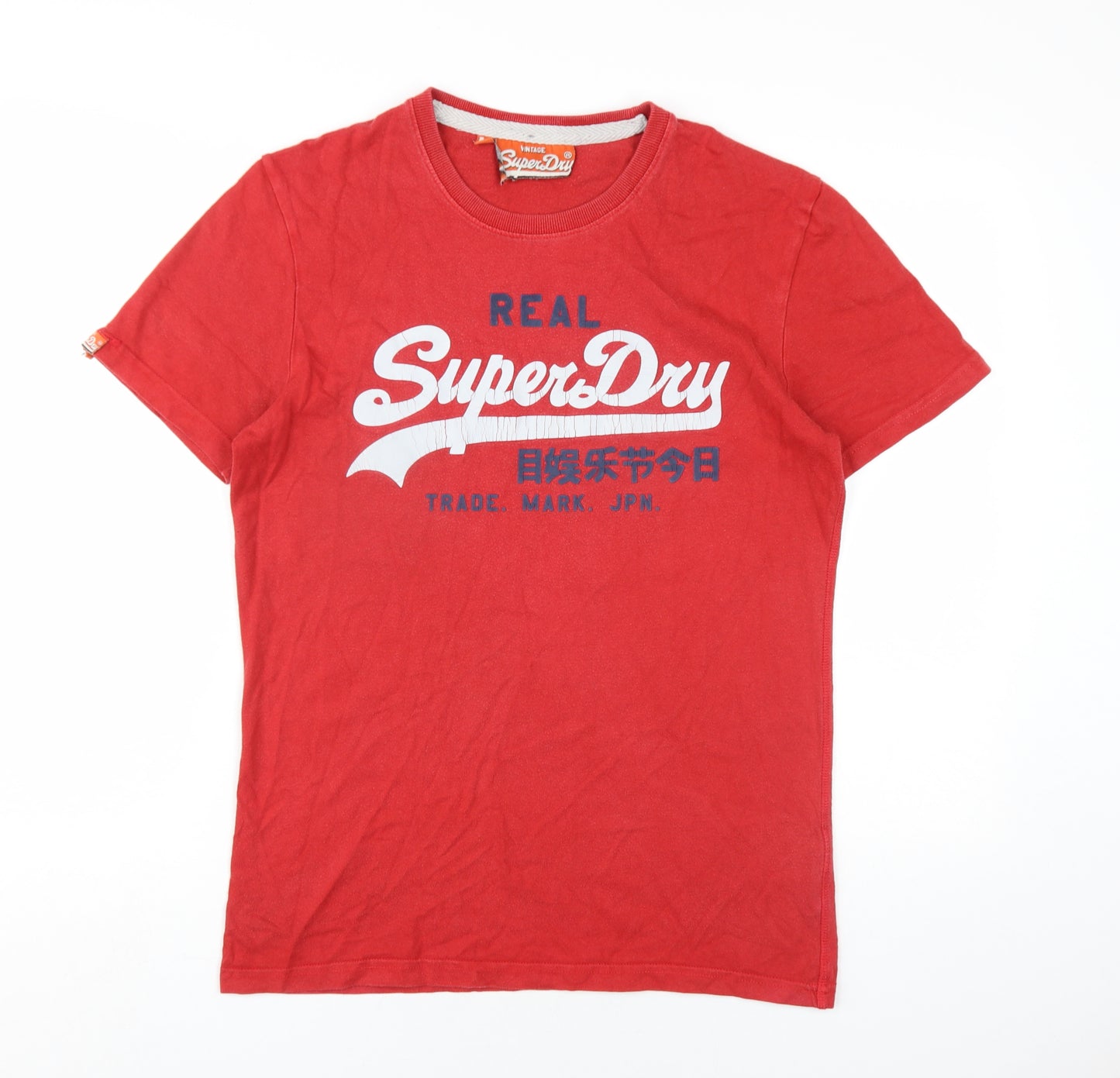 Superdry Mens Red Cotton T-Shirt Size M Round Neck