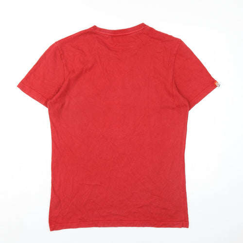 Superdry Mens Red Cotton T-Shirt Size M Round Neck