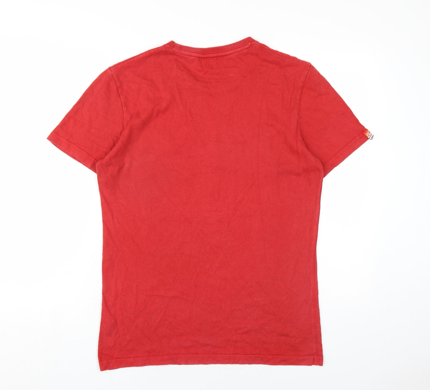 Superdry Mens Red Cotton T-Shirt Size M Round Neck