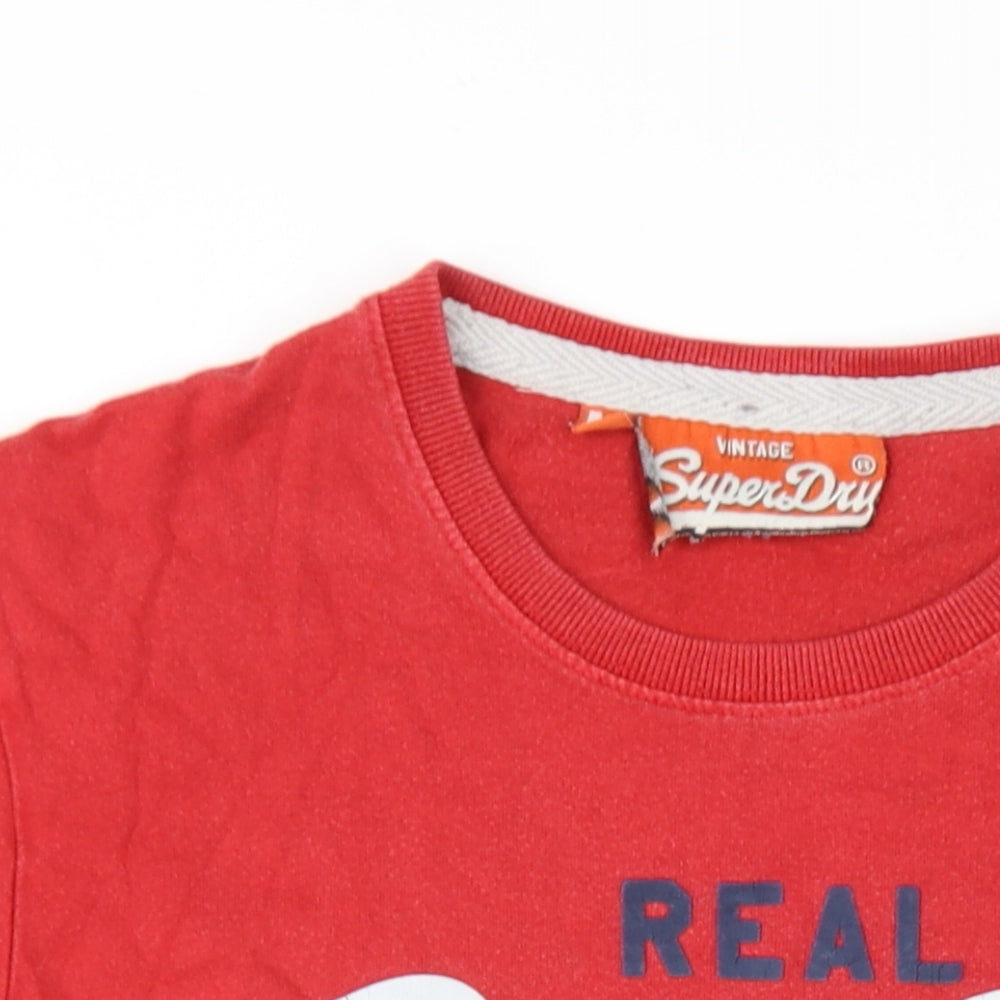 Superdry Mens Red Cotton T-Shirt Size M Round Neck