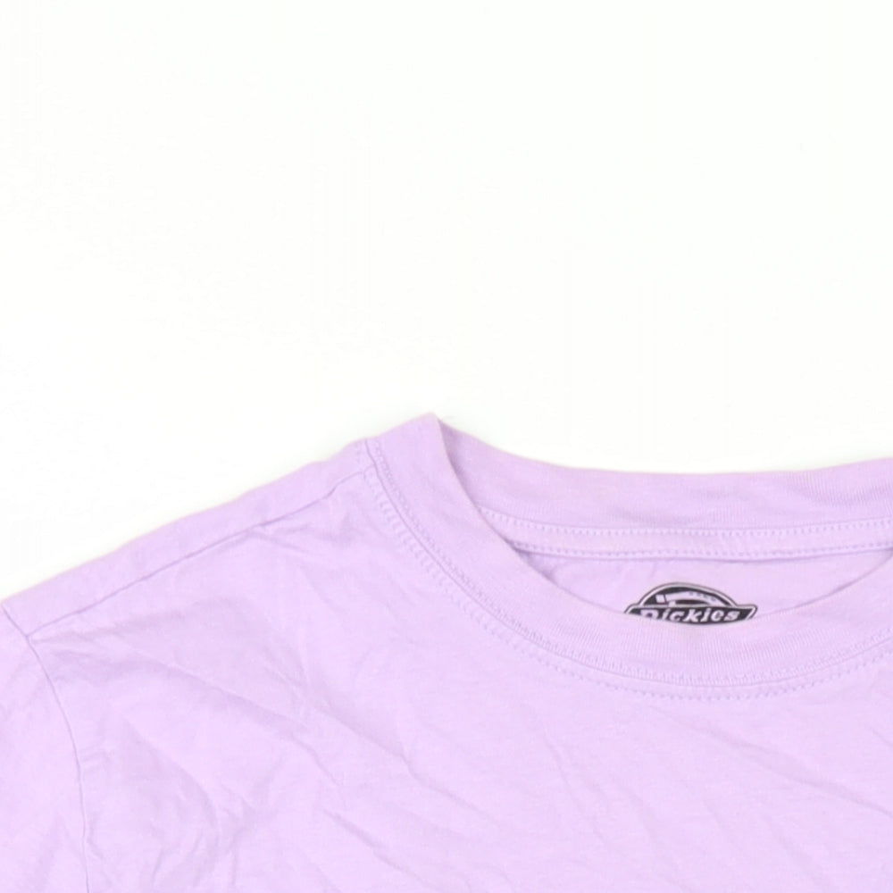 Dickies Womens Purple Cotton Basic T-Shirt Size S Round Neck