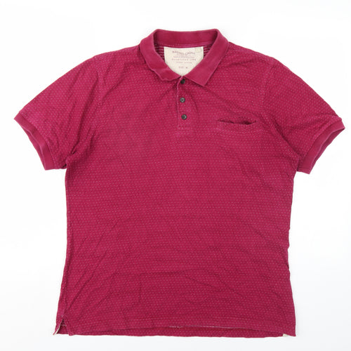 Racing Green Mens Pink Polka Dot Cotton Polo Size M Collared Button