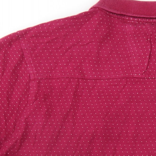 Racing Green Mens Pink Polka Dot Cotton Polo Size M Collared Button