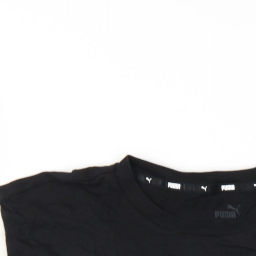 PUMA Boys Black Cotton Basic T-Shirt Size 13-14 Years Round Neck Pullover