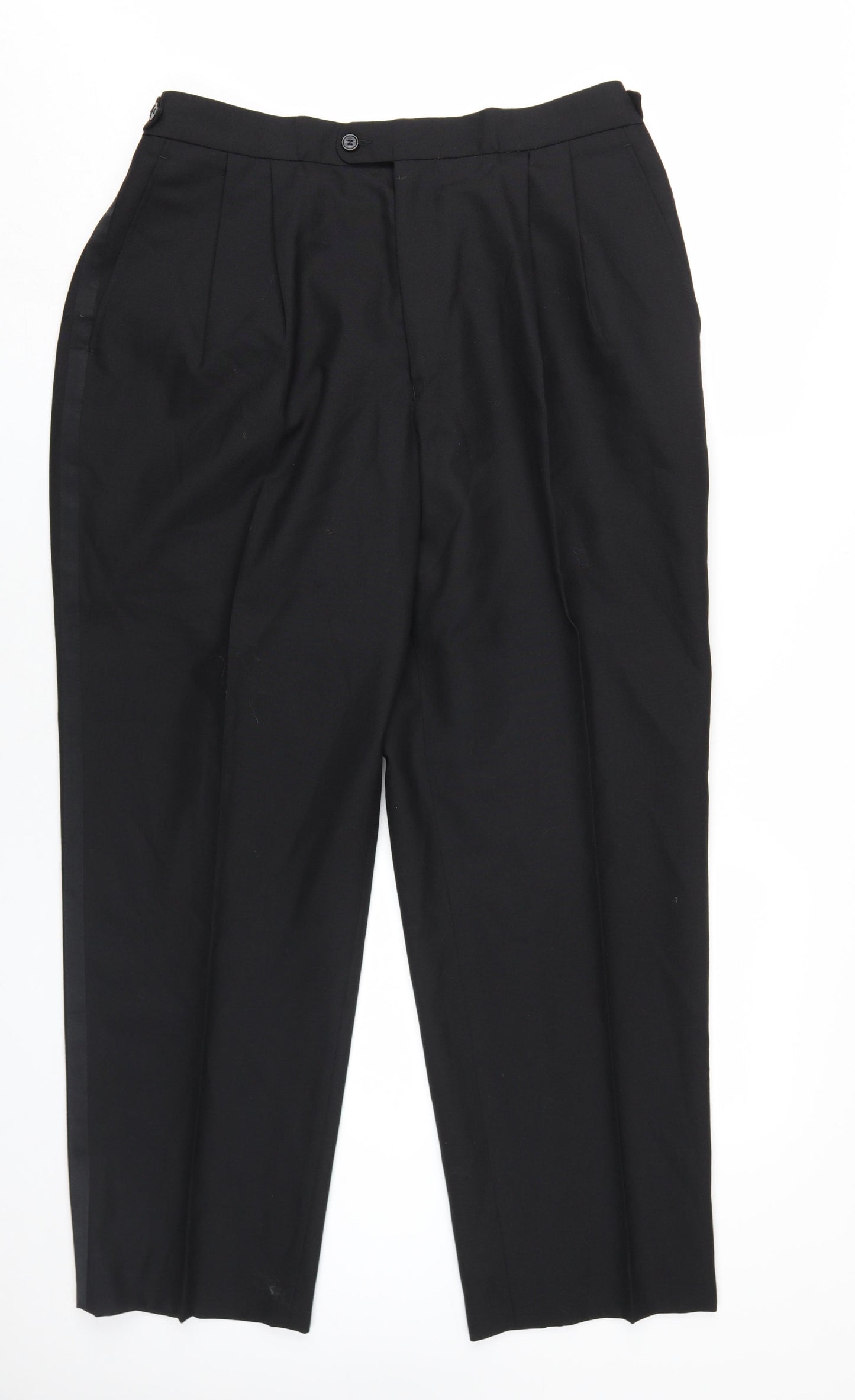 Horne Brothers Mens Black Polyester Tuxedo Suit Trousers Size 38 Regular