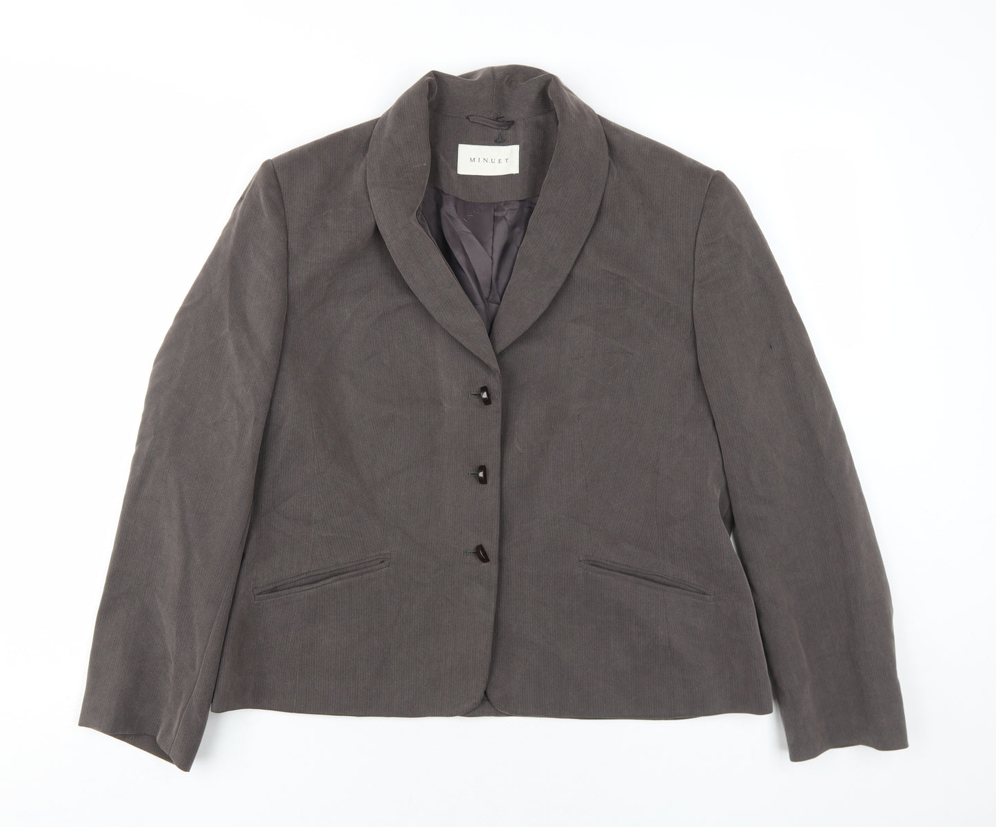 Minuet Womens Grey Jacket Blazer Size 16 Button