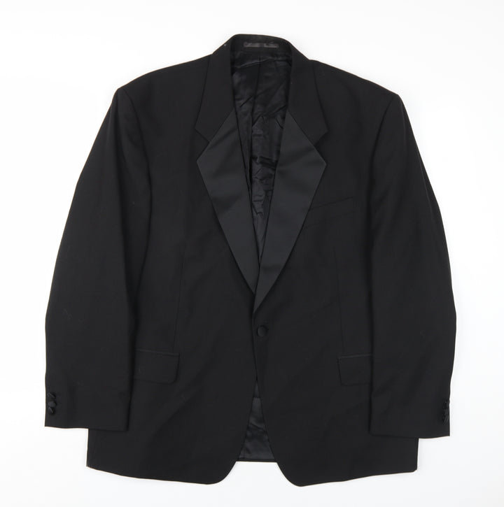 Horne Brothers Mens Black Wool Jacket Blazer Size 44 Regular