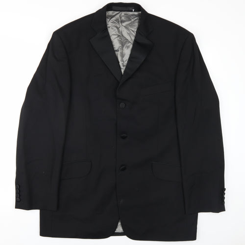 Marks and Spencer Mens Black Wool Jacket Blazer Size 42 Regular