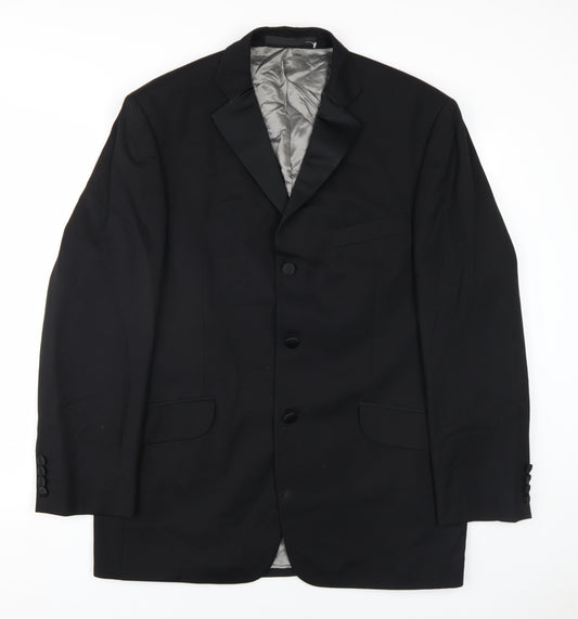 Marks and Spencer Mens Black Wool Jacket Blazer Size 42 Regular