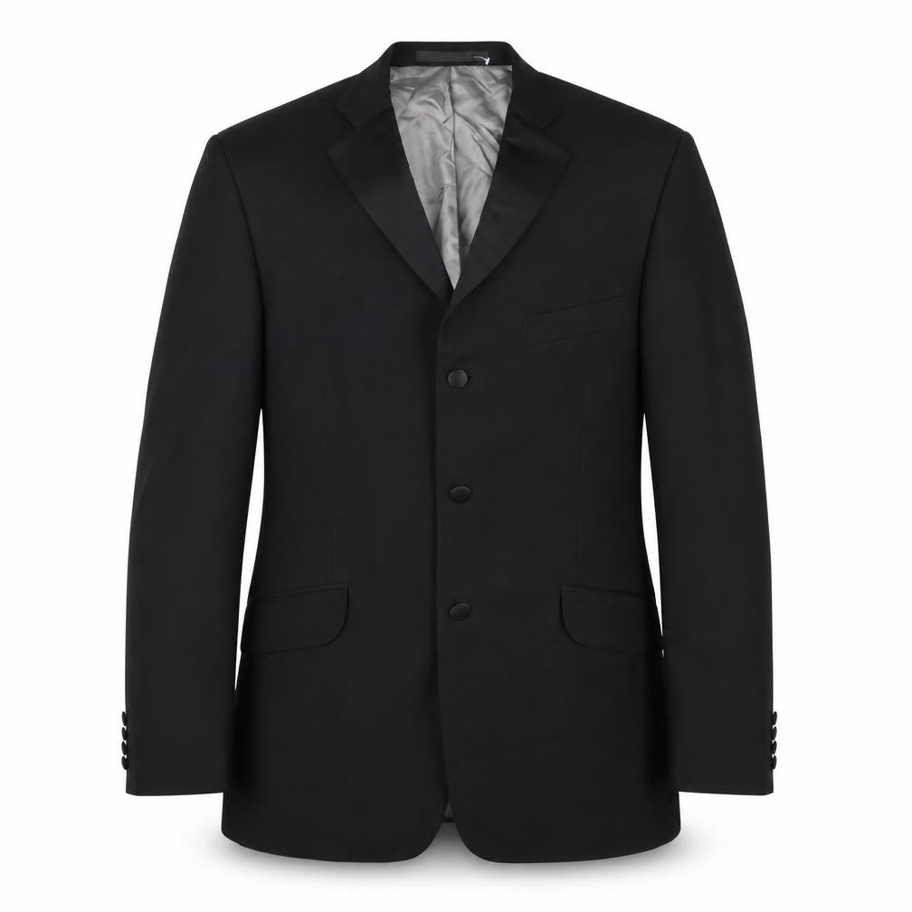 Front view of Marks & Spencer men’s black wool jacket blazer, size 42, regular