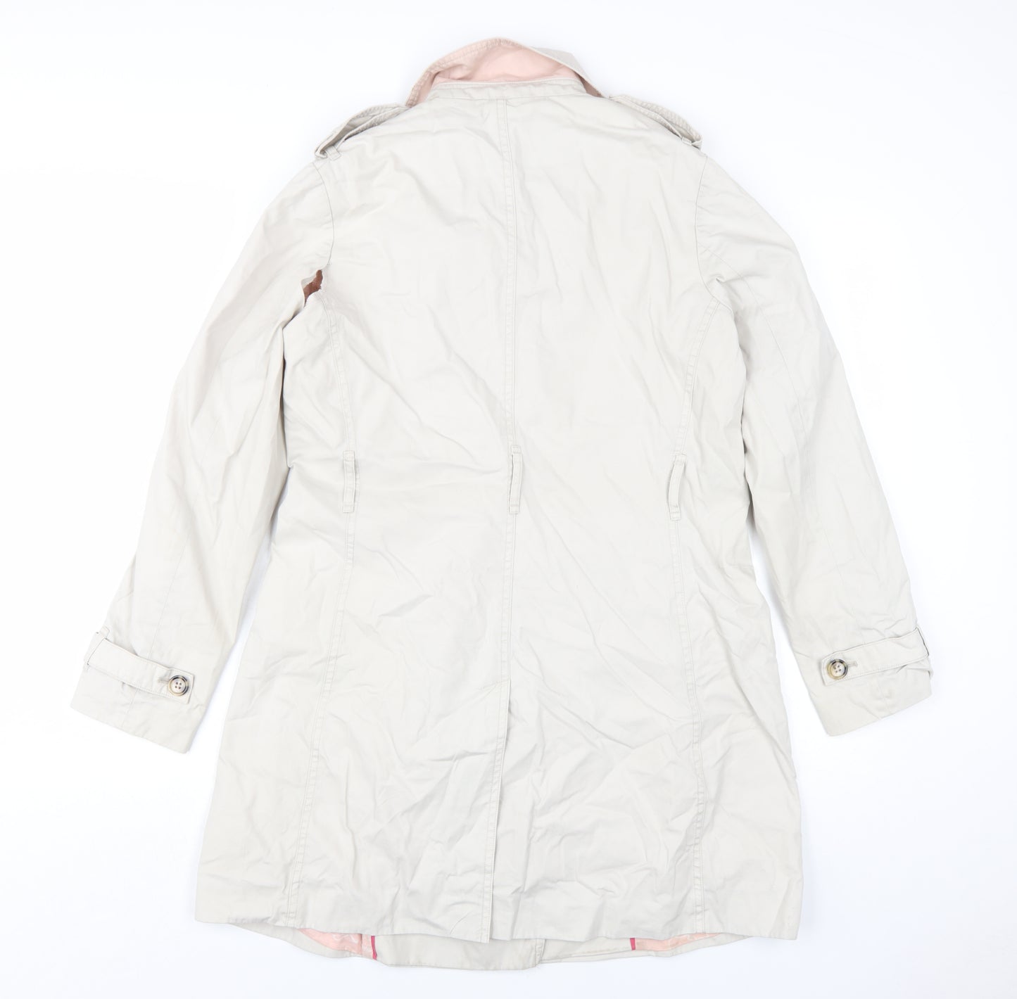 Boden Womens Beige Trench Coat Coat Size 10 Button