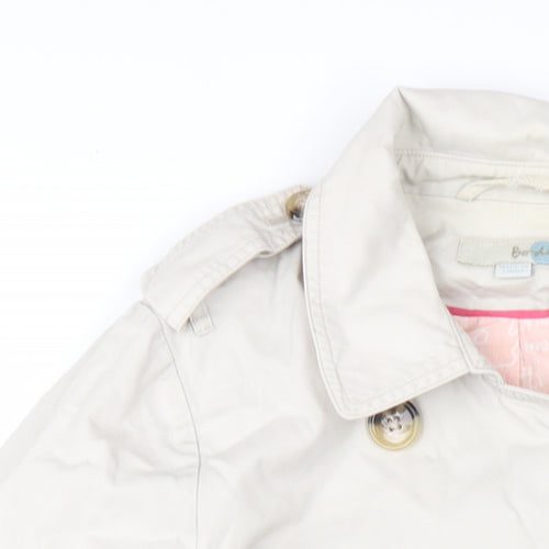 Boden Womens Beige Trench Coat Coat Size 10 Button