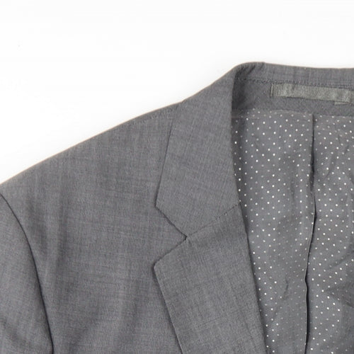 Jeff Banks Mens Grey Viscose Jacket Blazer Size 46 Regular