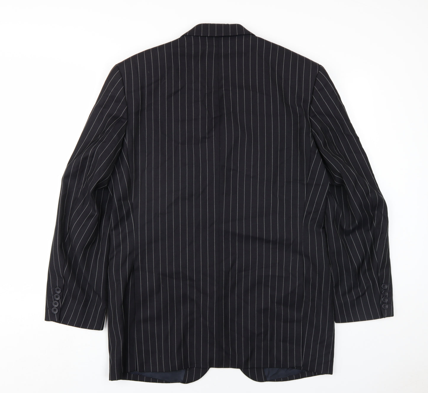 Dehavilland Mens Black Striped Wool Jacket Blazer Size 38 Regular