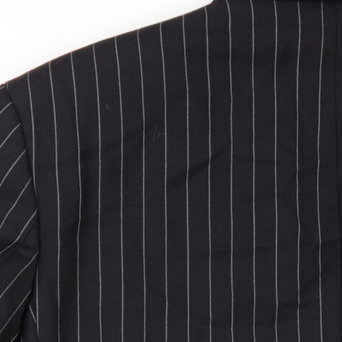 Dehavilland Mens Black Striped Wool Jacket Blazer Size 38 Regular