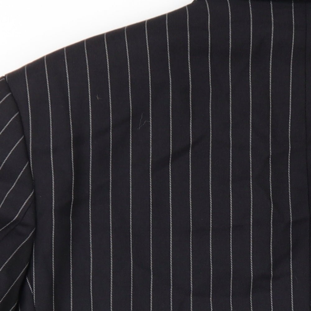 Dehavilland Mens Black Striped Wool Jacket Blazer Size 38 Regular