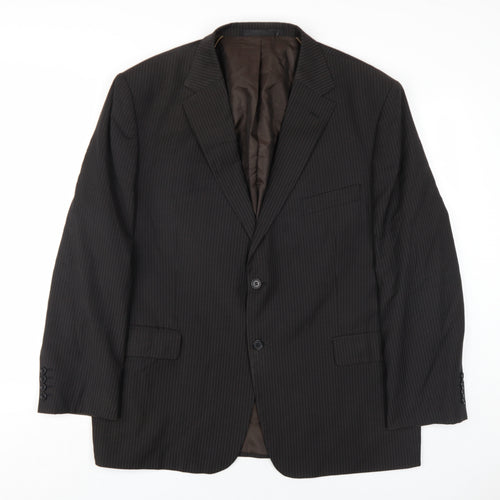 Marks and Spencer Mens Brown Striped Wool Jacket Blazer Size 46 Regular