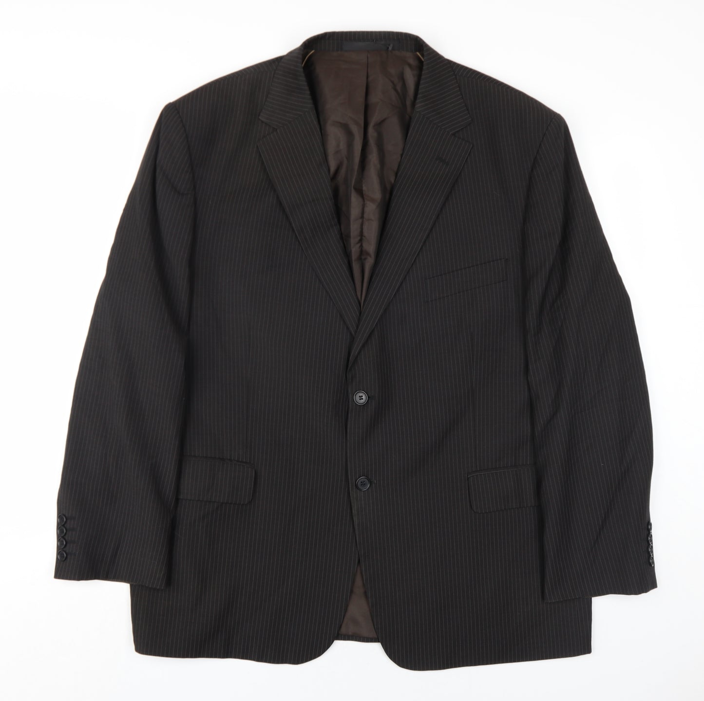 Marks and Spencer Mens Brown Striped Wool Jacket Blazer Size 46 Regular