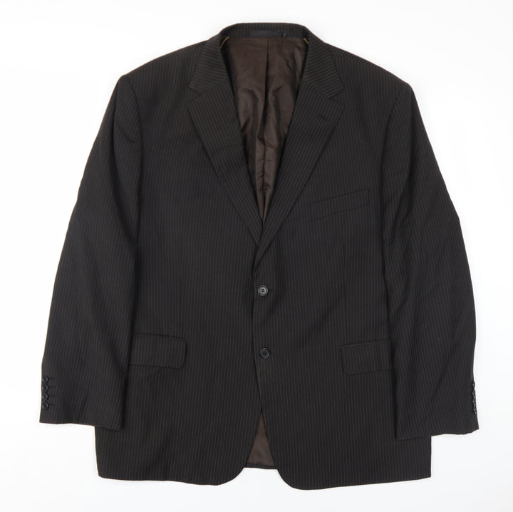 Marks and Spencer Mens Brown Striped Wool Jacket Blazer Size 46 Regular